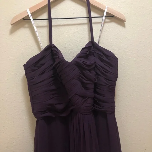 Monique Lhuillier Strapless Chiffon Gown Purple 12 - Picture 7 of 15